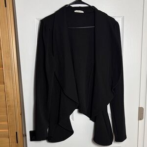 Elegant Black Women's Open Front Blazer